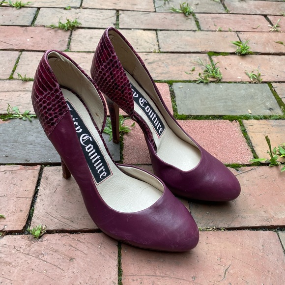 Juicy Couture Shoes - vintage juicy couture purple leather snake heel women size six 6.5 pump shoe